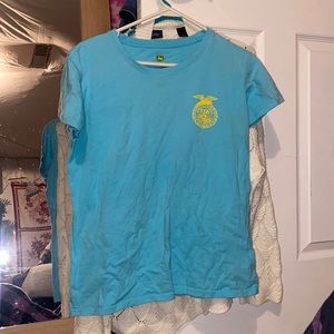 John Deere womens large light blue ffa agricultural edition tee shirt